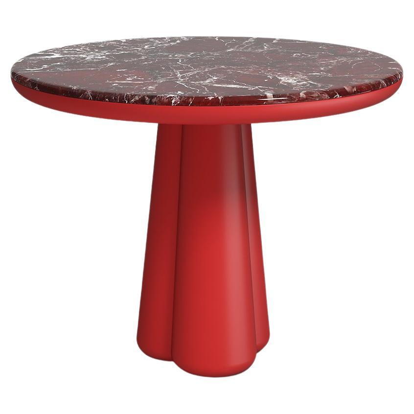 21st Cent. Elena Salmistraro Table Polyurethane Red Levanto Marble Top Mat Base For Sale