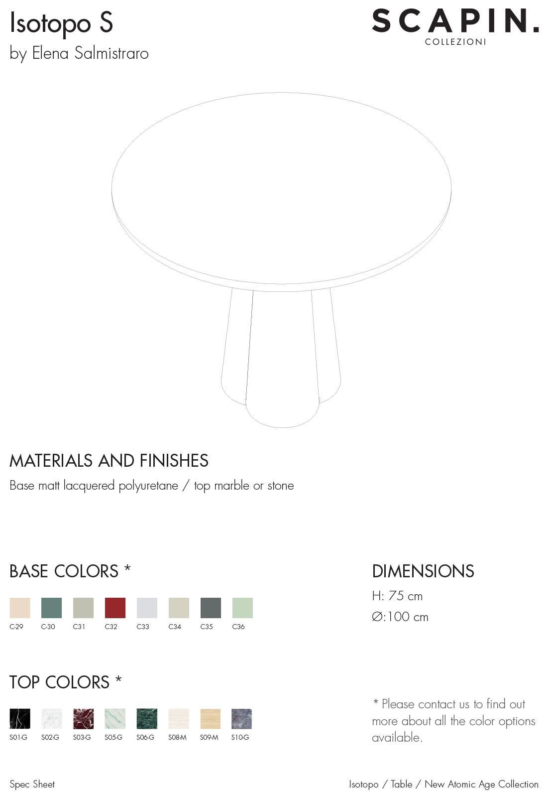 21st Cent. Elena Salmistraro Table Polyurethane Verde Alpi Marble Top Mat Base For Sale 7