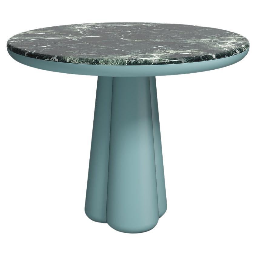 21. Jahrhundert. Elena Salmistraro, Tisch mit Polyurethan- Verde-Aluminium-Marmorplatte und Matsockel