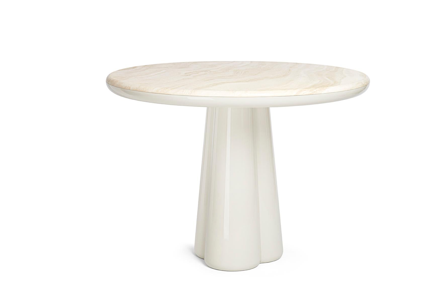 21st Cent. Elena Salmistraro Table Polyurethane Whitecarrara Marble Top Mat Base For Sale 4