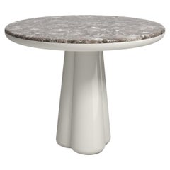 21st Cent. Elena Salmistraro Table Polyurethane Whitecarrara Marble Top Mat Base