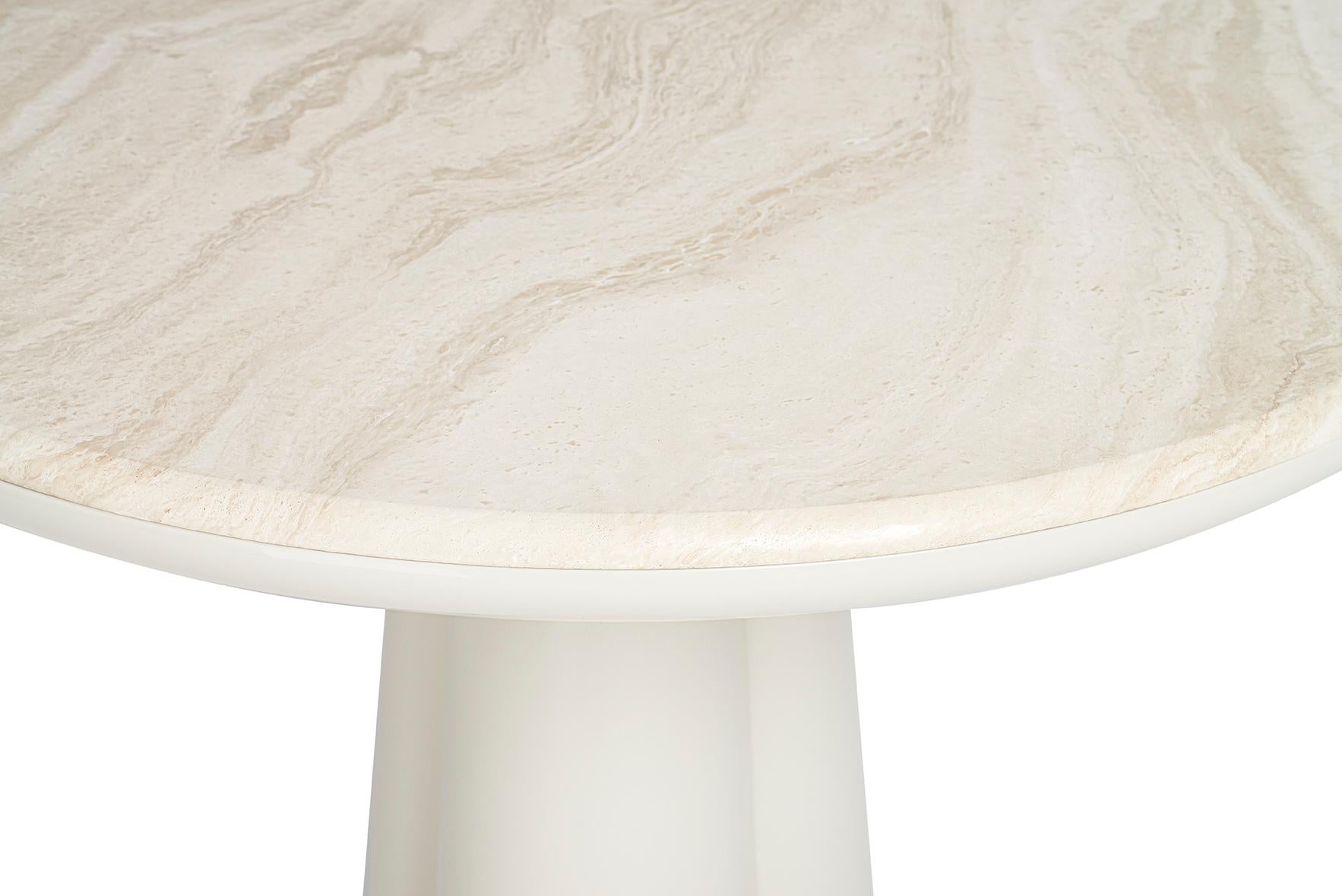 21st Cent. Elena Salmistraro Table Polyurethane Whitecarrara Marble Top Mat Base For Sale 2