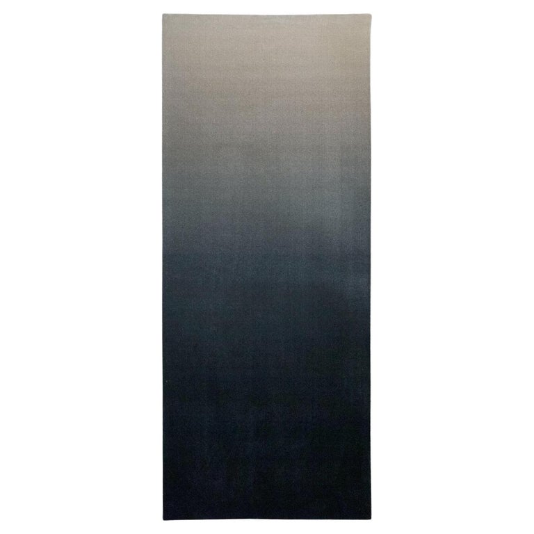 21st Cent Gradation Beige Dark Blue Runner Rug by Deanna Comellini 100x240 cm For Sale