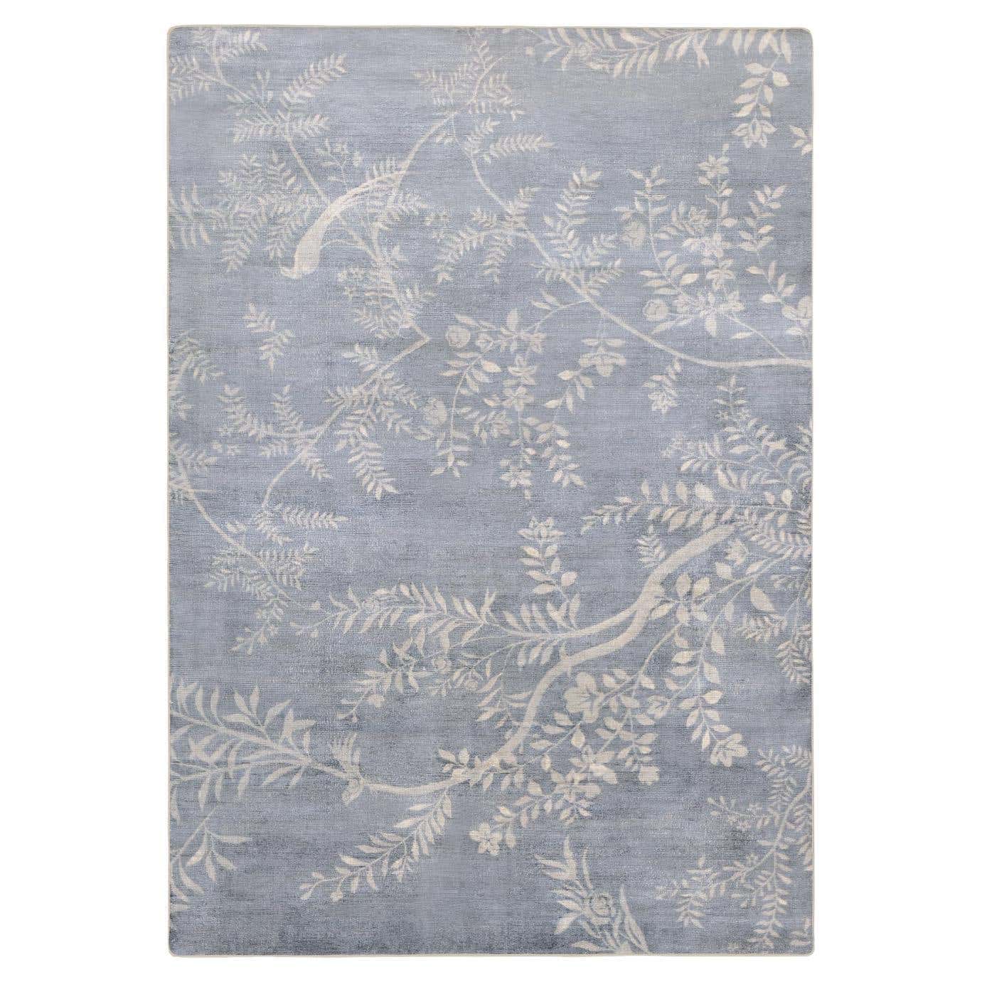 21st Cent Japanese Style Drawings Faded Blue Rug by Deanna Comellini ...