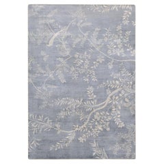 Verblasster blauer Teppich mit Zeichnungen im japanischen Stil des 21. Jahrhunderts von Deanna Comellini 300x400 cm