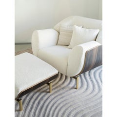 21st Cent Living Room Waves Wool Warm Grey Rug by Deanna Comellini ø 240 cm