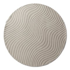 21st Cent Living Room Waves Wool Warm Grey Rug by Deanna Comellini ø 240 cm
