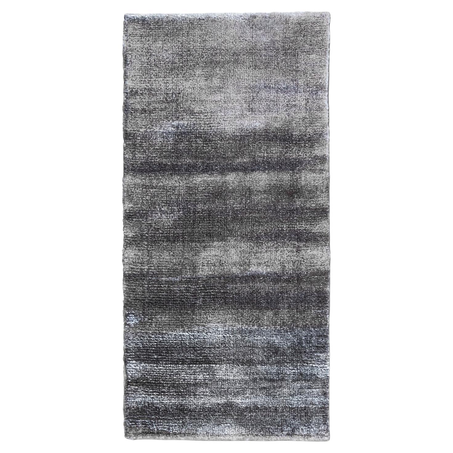 21st Cent Luxury Shiny Velvety Silvery Rug by Deanna Comellini In Stock 60x120cm For Sale