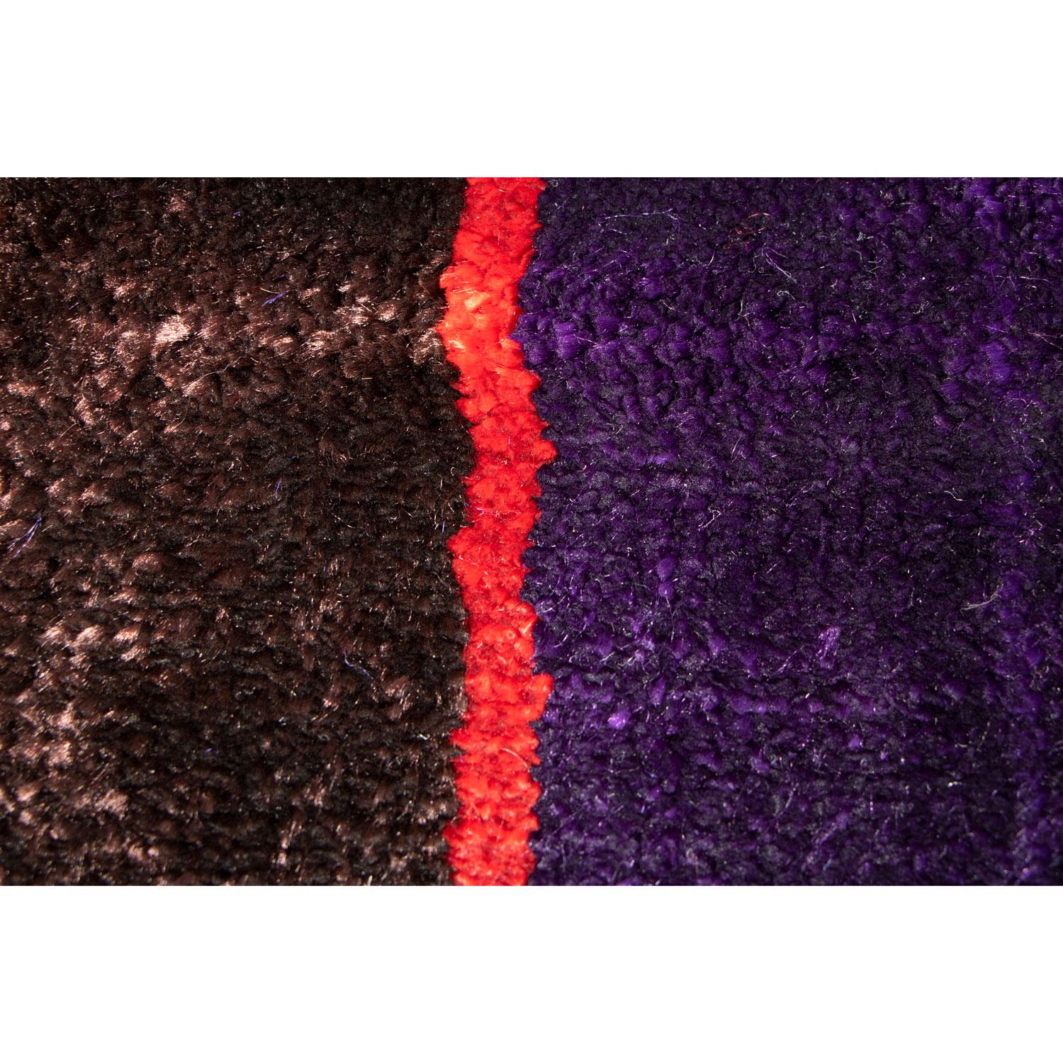 Modern 21st Cent Shiny Violet Brown Runner Rug by Deanna Comellini In Stock 60x200cm For Sale