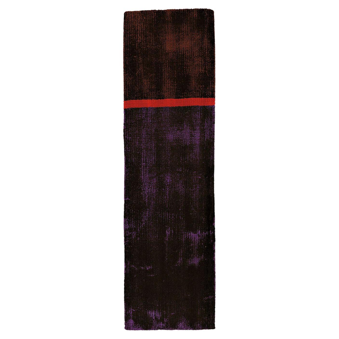 21st Cent Shiny Violet Brown Runner Rug by Deanna Comellini In Stock 60x200cm For Sale
