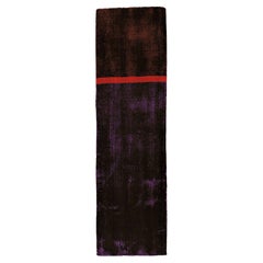 21st Cent Shiny Violet Brown Runner Rug by Deanna Comellini In Stock 60x200cm