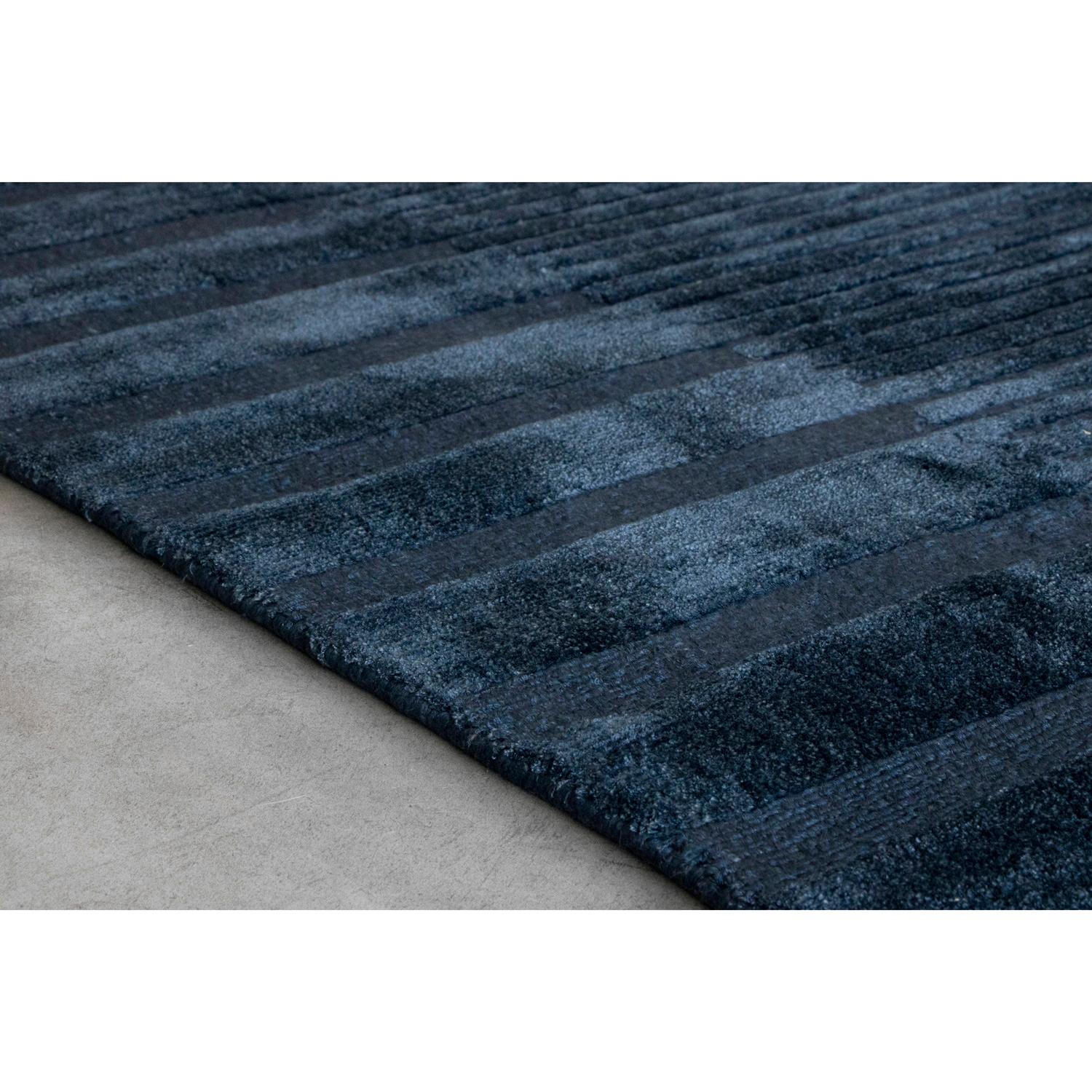 Indian 21st Cent Natural Striped Spring Blue Rug by Deanna Comellini In Stock 250x350cm For Sale