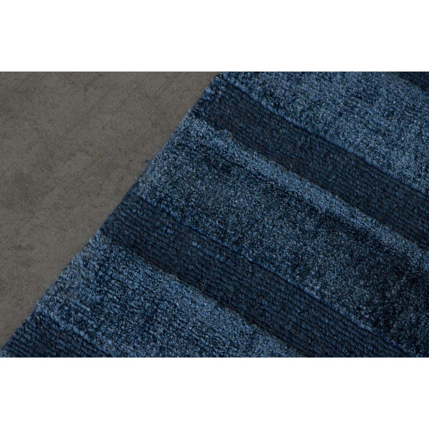 Hand-Woven 21st Cent Natural Striped Spring Blue Rug by Deanna Comellini In Stock 250x350cm For Sale