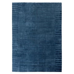 21st Cent Natural Striped Spring Blue Rug by Deanna Comellini In Stock 250x350cm