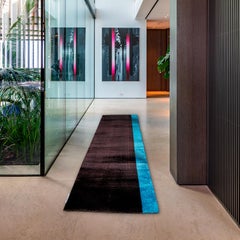 Tappeto 21st Cent Shiny Sky Blue Brown Runner di Deanna Comellini in stock 70x240 cm