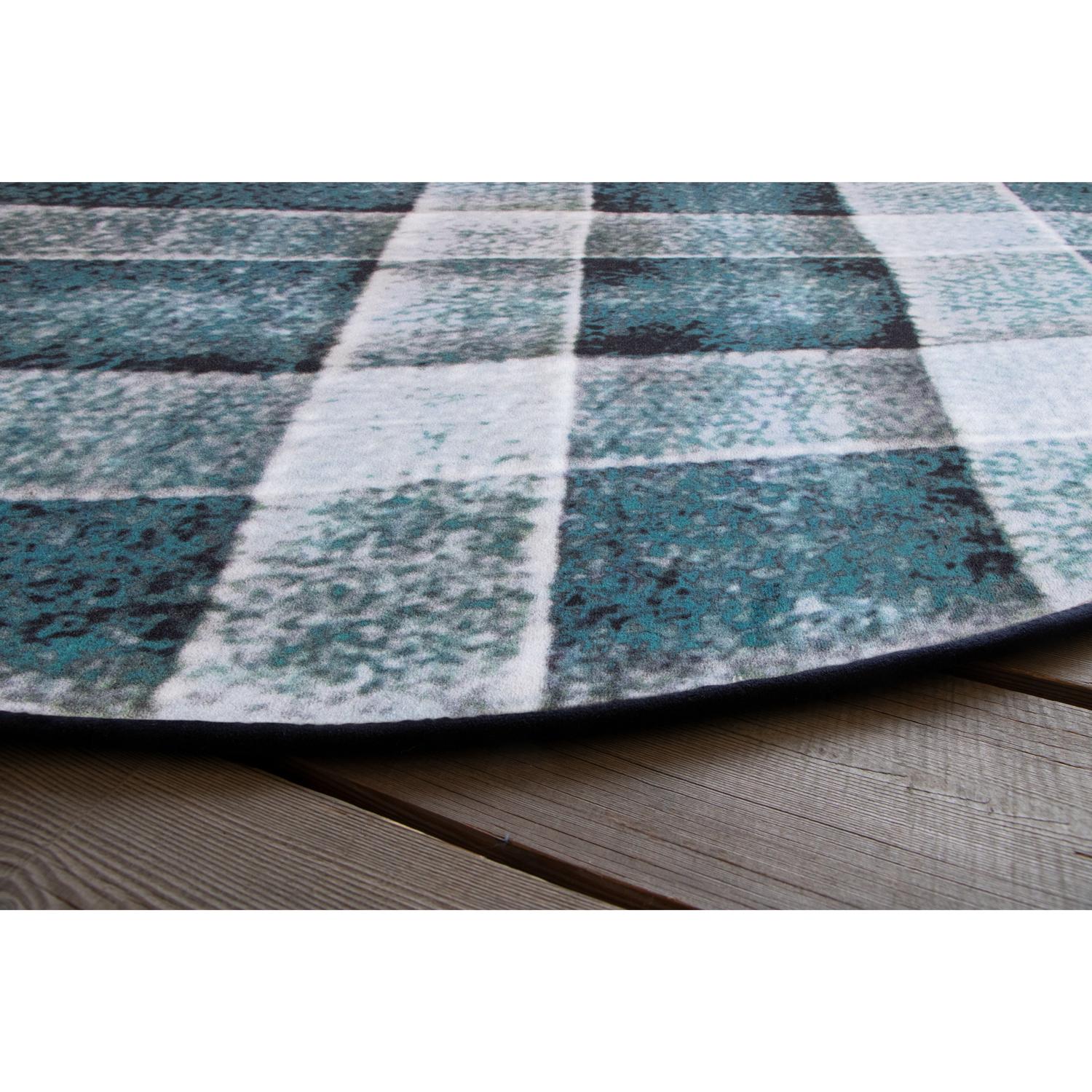 Italian 21st Cent Squared Organic Shape Green Rug by Deanna Comellini In Stock 190x200cm For Sale
