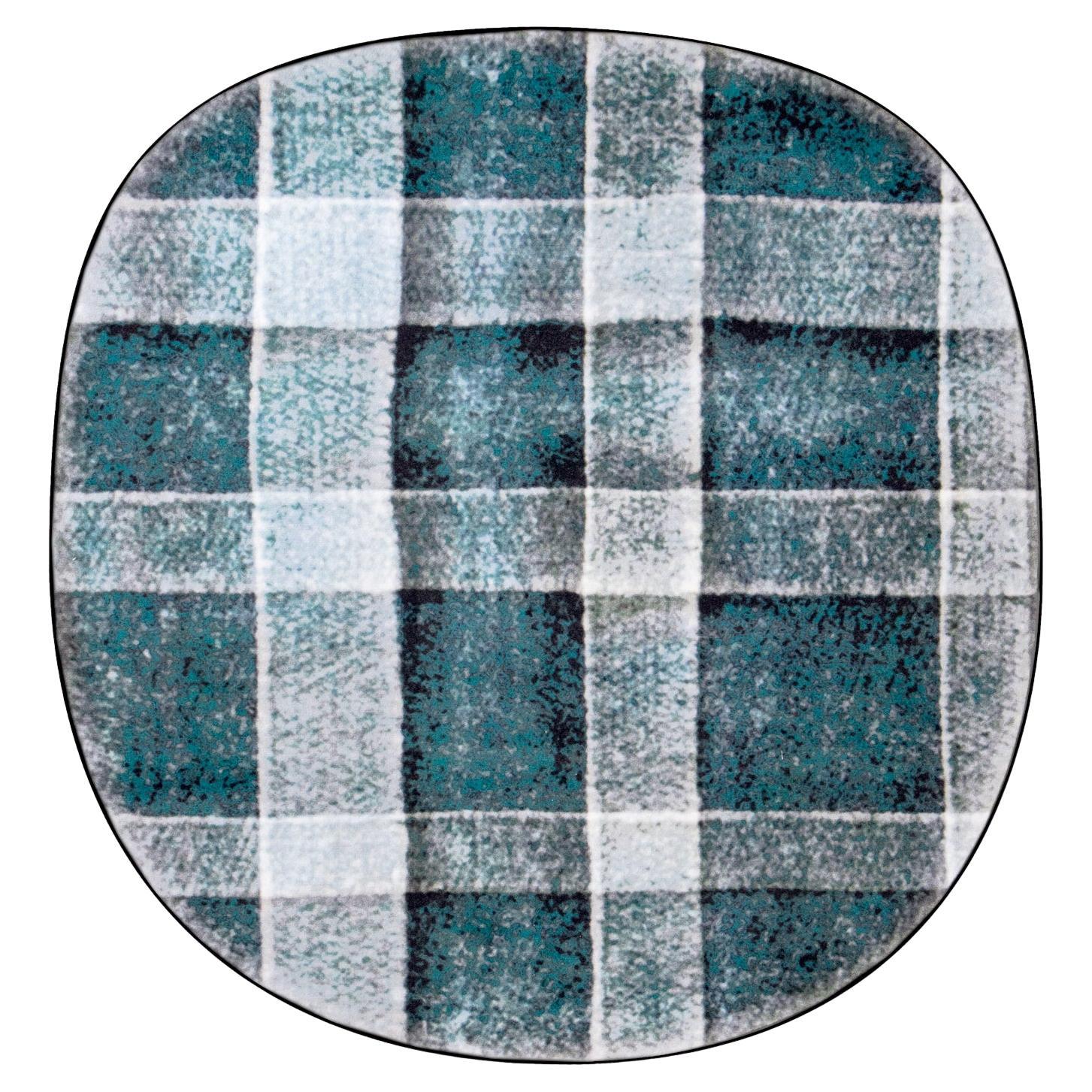 21st Cent Squared Organic Shape Green Rug by Deanna Comellini In Stock 190x200cm