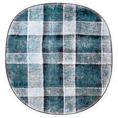 Tapis carré vert de forme organique du 21e siècle par Deanna Comellini, en stock 190 x 200 cm