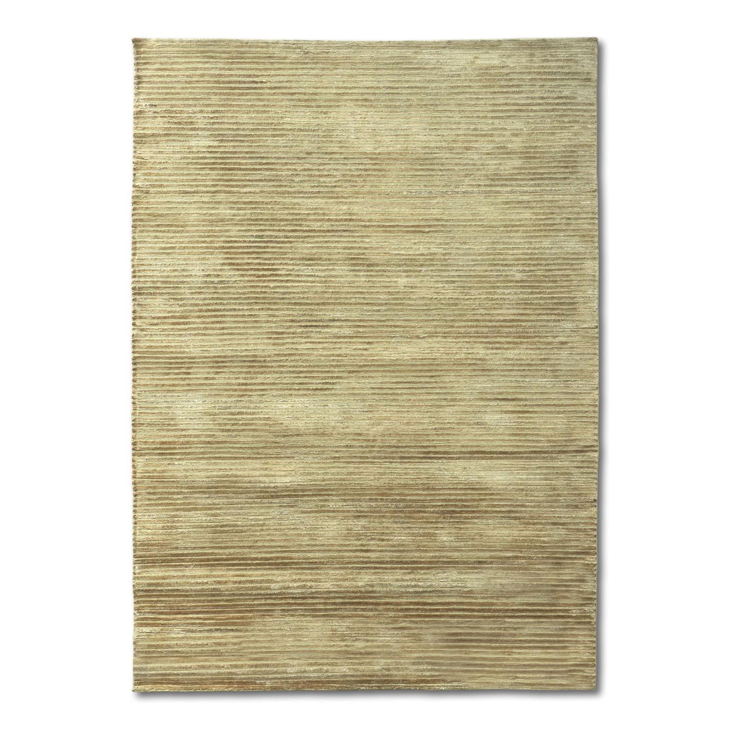21st Cent Striped Gold Hues Nepal Wool Viscose Rug In Stock 170x240cm For Sale