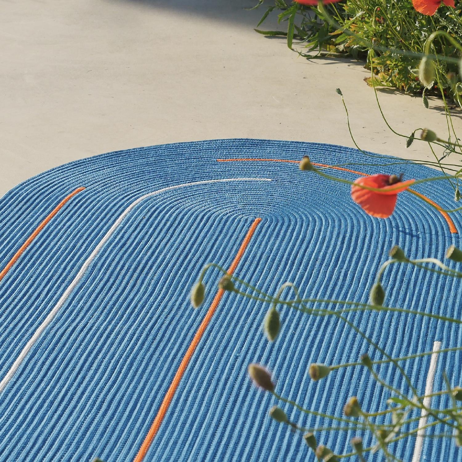 Tappeto Moderno Design Exterior Ovale Azzurro de Deanna Comellini 200x300 cm Indio en venta
