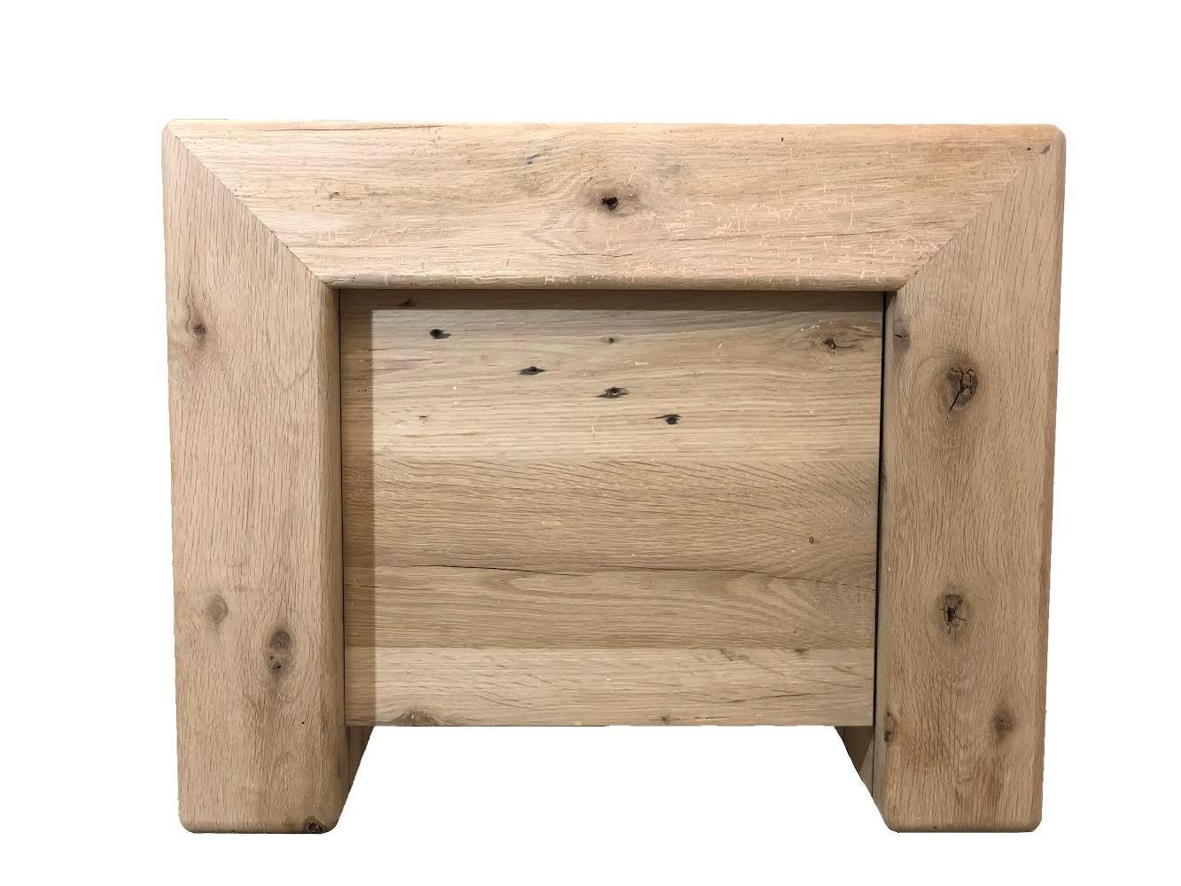 American Modern Solid White Oak Handmade Side Table With/Drawer by Fortunata Design For Sale