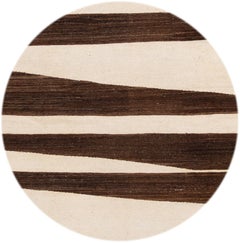 Hand-Knotted Wool Kilim Rug, Modern Ivory & Brown Design, 10' x 14'