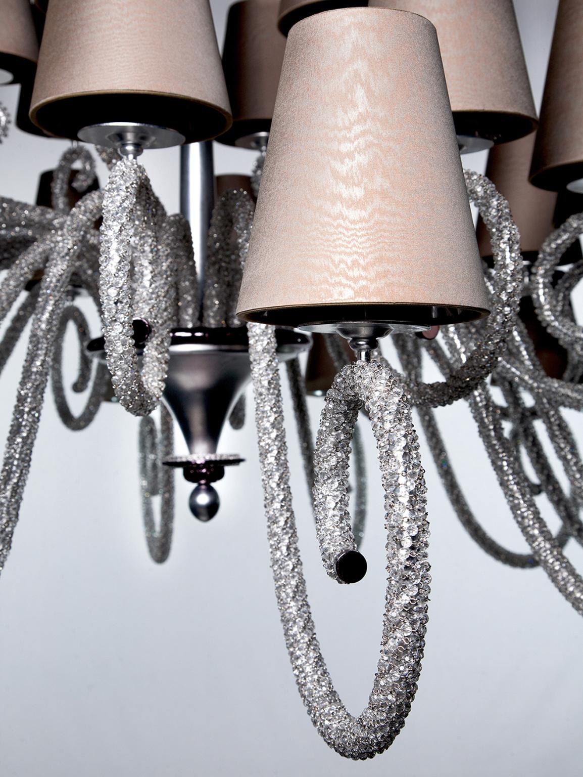 Modern 21st Century 1180 Silver and Crystals Chandelier by Patrizia Garganti For Sale