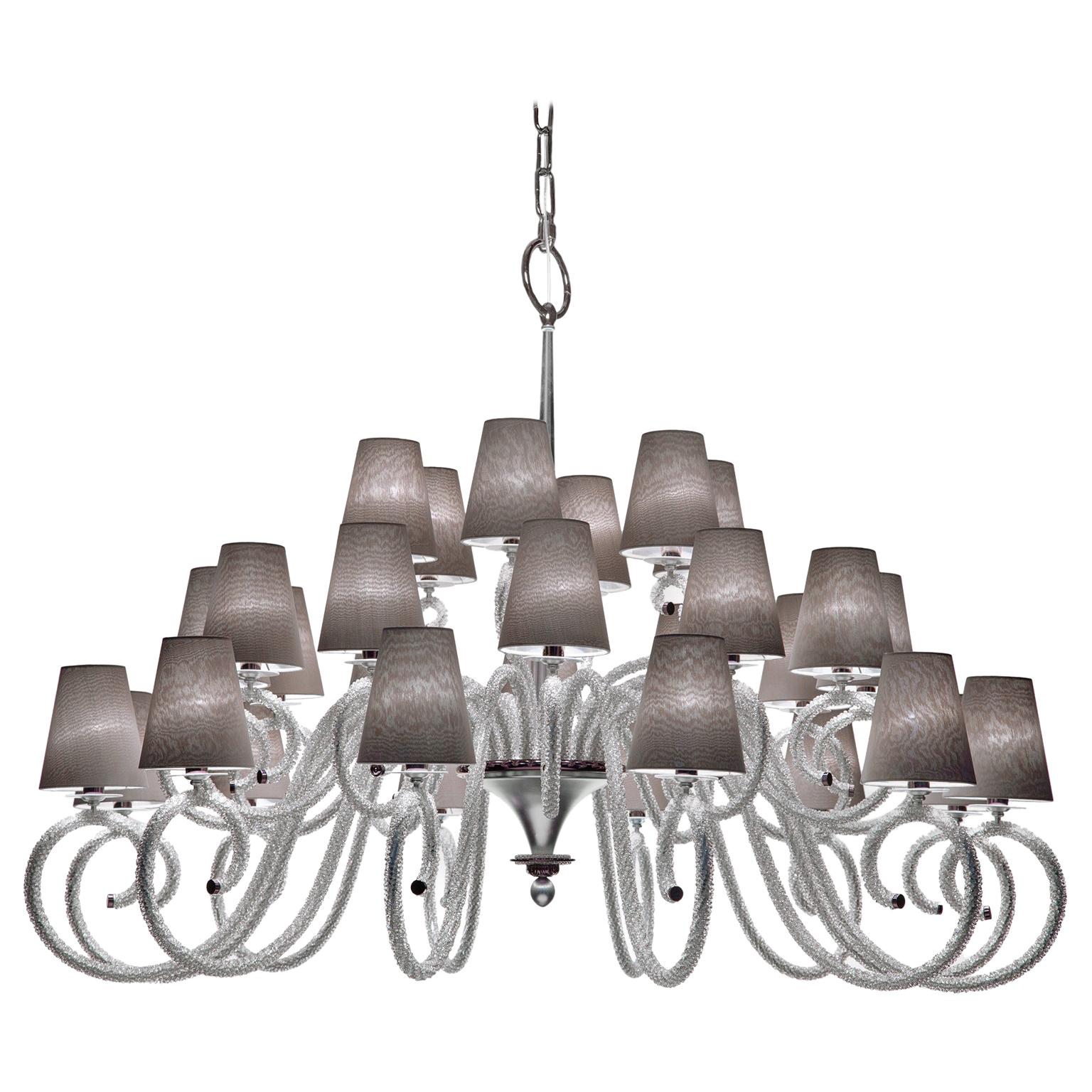 Lampadario 21st Century 1180 in argento e cristalli di Patrizia Garganti in vendita
