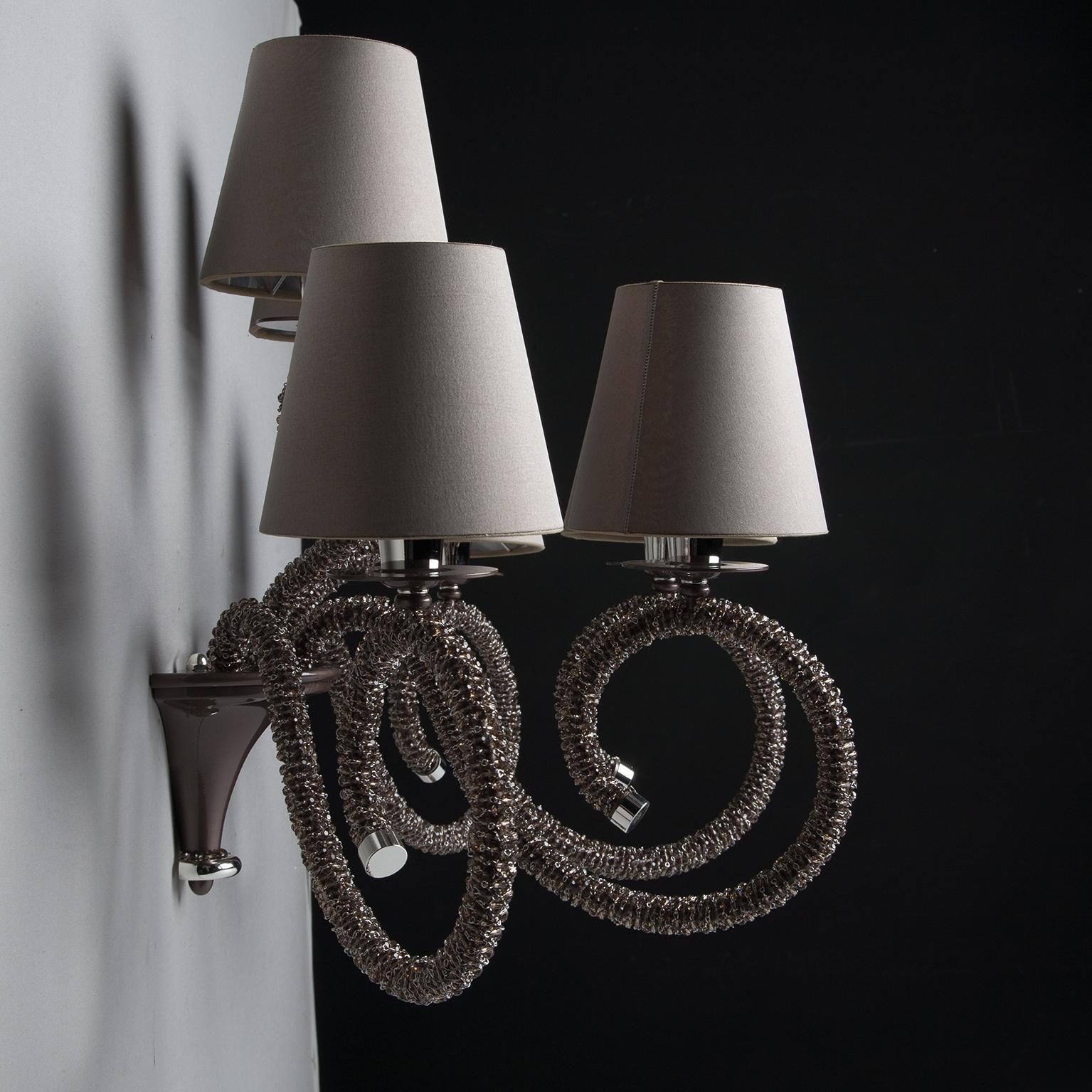 Moderno 21st Century 1185 Lampada da parete in argento e cristalli di Patrizia Garganti in vendita