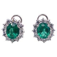 21st Century 18 Karat Gold 3.54-Carat Emerald and G-VS Diamond Earrings