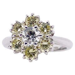 21st Century 18 Karat Gold, F/G VS Yellow and VVS White Diamond Ring