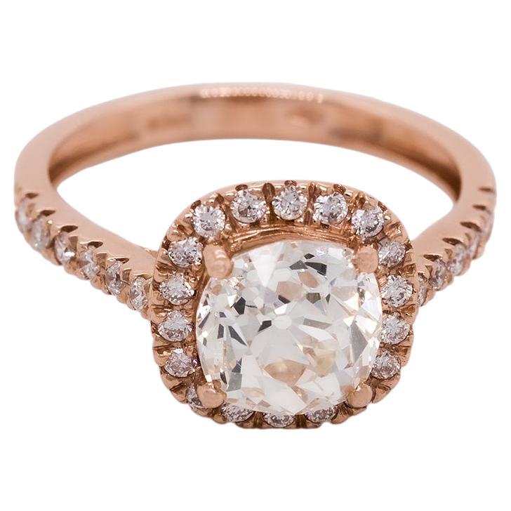 Bague contemporaine en or rose 18 carats avec diamant blanc G-VS de 2,25 carats en vente