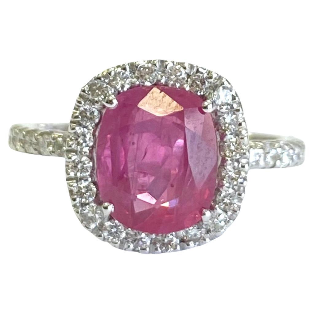 21st Century 18 Karat White Gold 2.3-Carat Ruby and G-VS Diamond Cocktail Ring For Sale