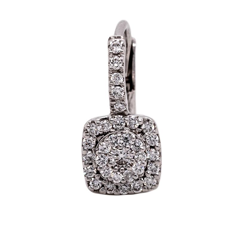 Contemporain Boucles d'oreilles 21e siècle en or blanc 18 carats, diamant G-VS de 0,49 carat. en vente