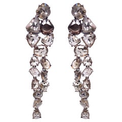 21st Century 18-Karat White Gold and 9.44-Carat Rose-Cut Diamond Drop Earrings
