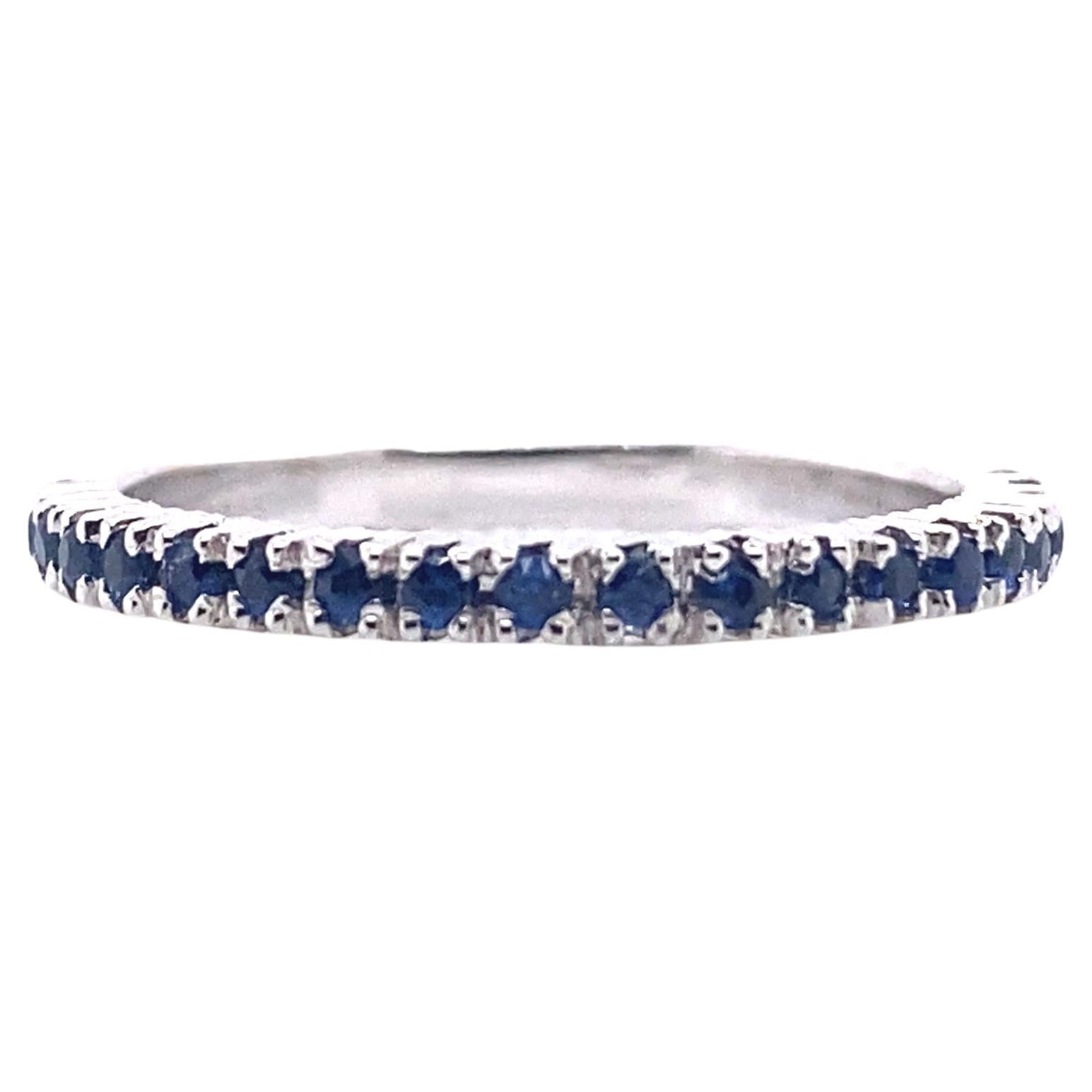 21st Century 18 Karat White Gold and Blue Sapphire Eternity Ring For Sale