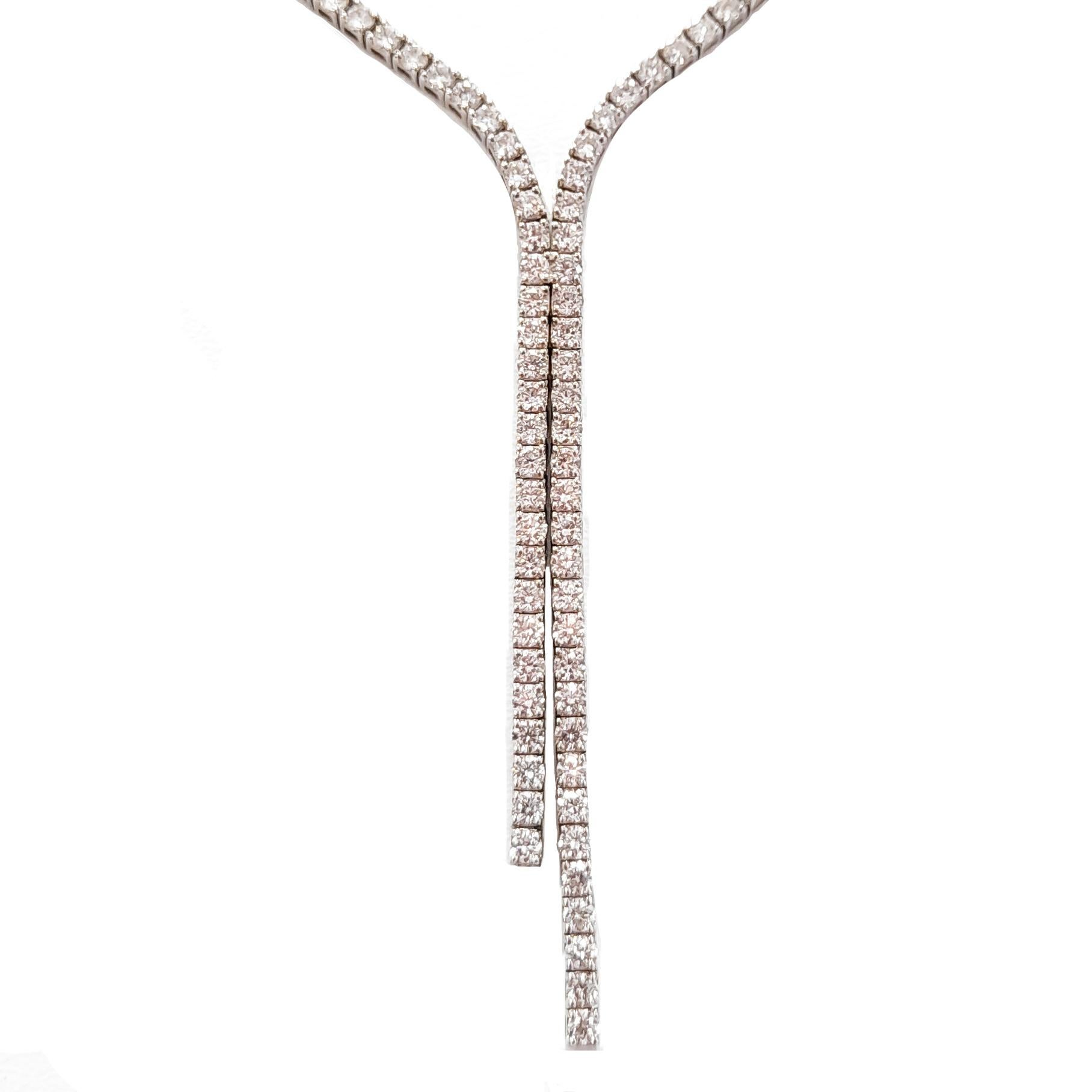 21st Century 18 Karat White Gold and G VS Diamond Lariat Necklace In New Condition For Sale In Palermo, Italy PA