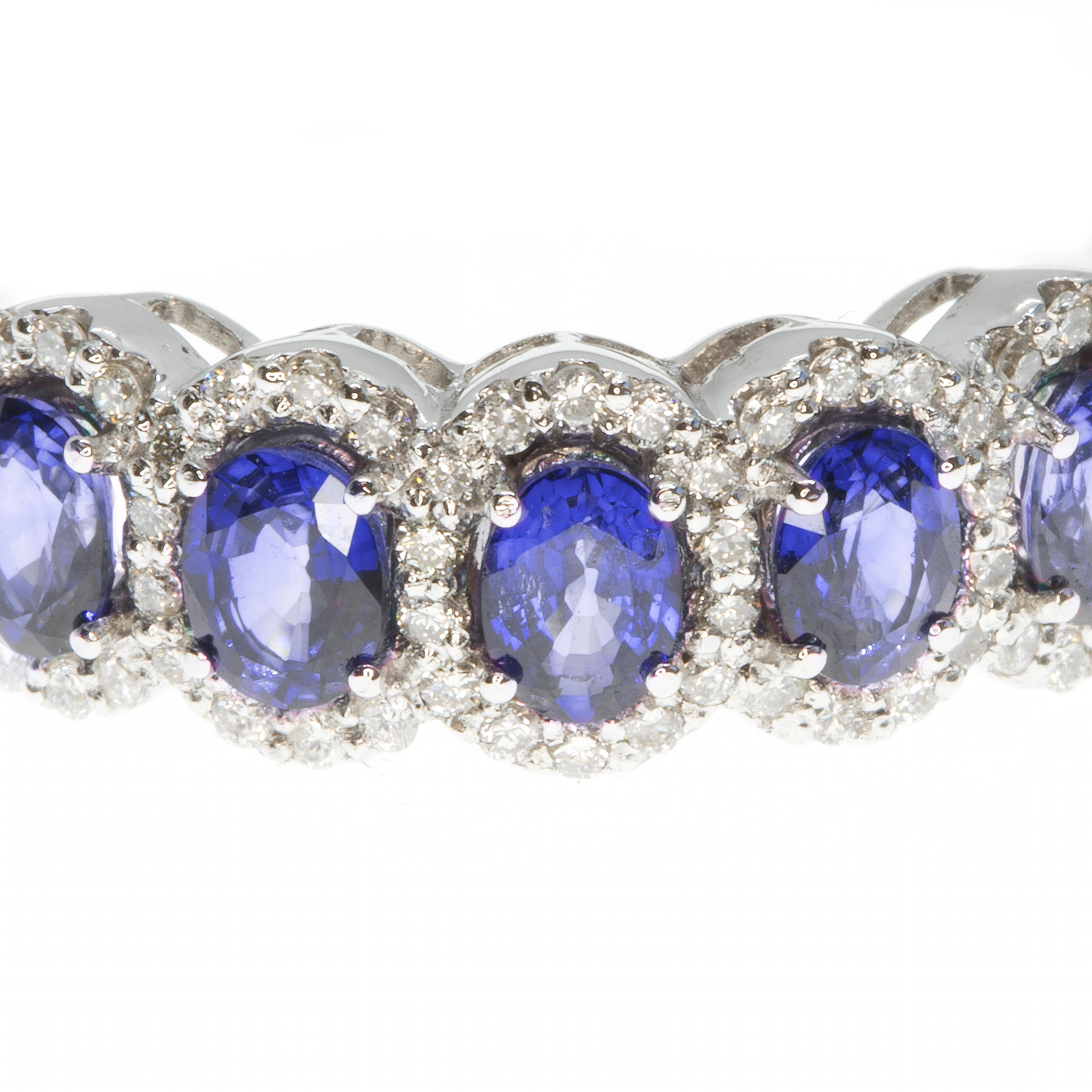 A beautiful ring, masterfully created entirely by hand and featuring carefully selected blue sapphires and white diamonds. The ring has been made from 18-karat white gold.

The ring is equally beautiful on its own or as the jewel of a stack of