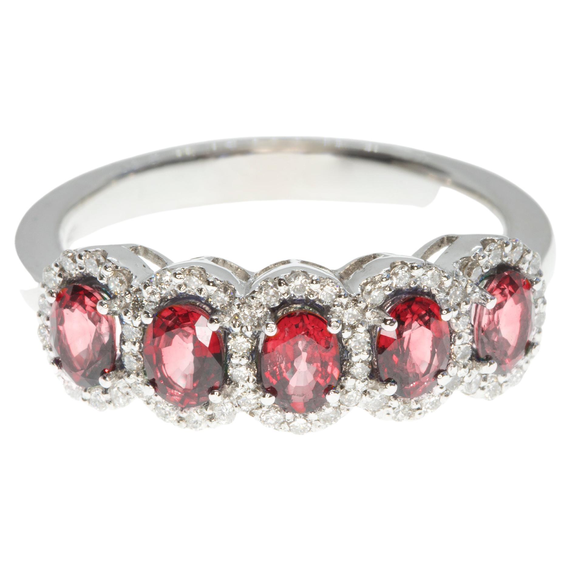 21st Century 18 Karat White Gold Diamond and Ruby Cocktail or Anniversary Ring