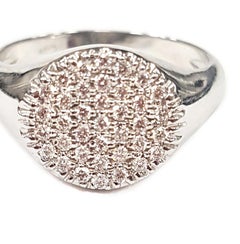 21st Century 18 Karat White Gold Pavé Set with White Diamonds Signet Ring