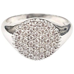 21st Century 18 Karat White Gold Pavé Set with White Diamonds Signet Ring
