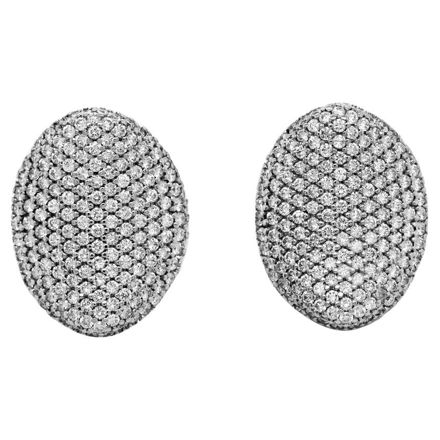 Boucles d'oreilles du 21e siècle en or blanc 18 carats serties de diamants F/G VVS en forme de disque en vente