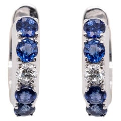 21st Century 18 Karat White Gold with F/G-VVS Diamonds and Sapphire Earrings