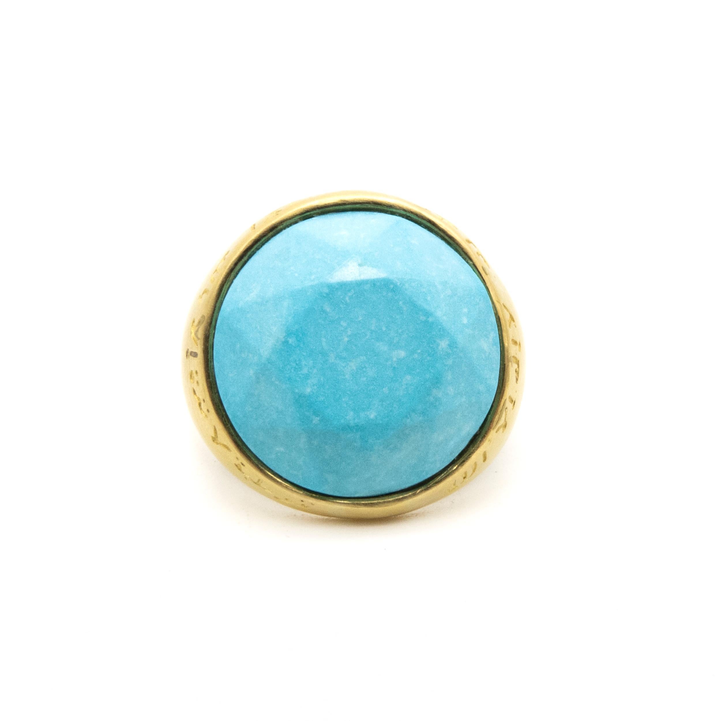 21st Century 18 Karat Yellow Gold Cocktail Ring Blue Turquoise

Behold the Elegance of the 21st Century: 18 Karat Yellow Gold Cocktail Ring with Blue Persian Turquoise.

Step into a world of timeless beauty with this magnificent 18 karat yellow gold