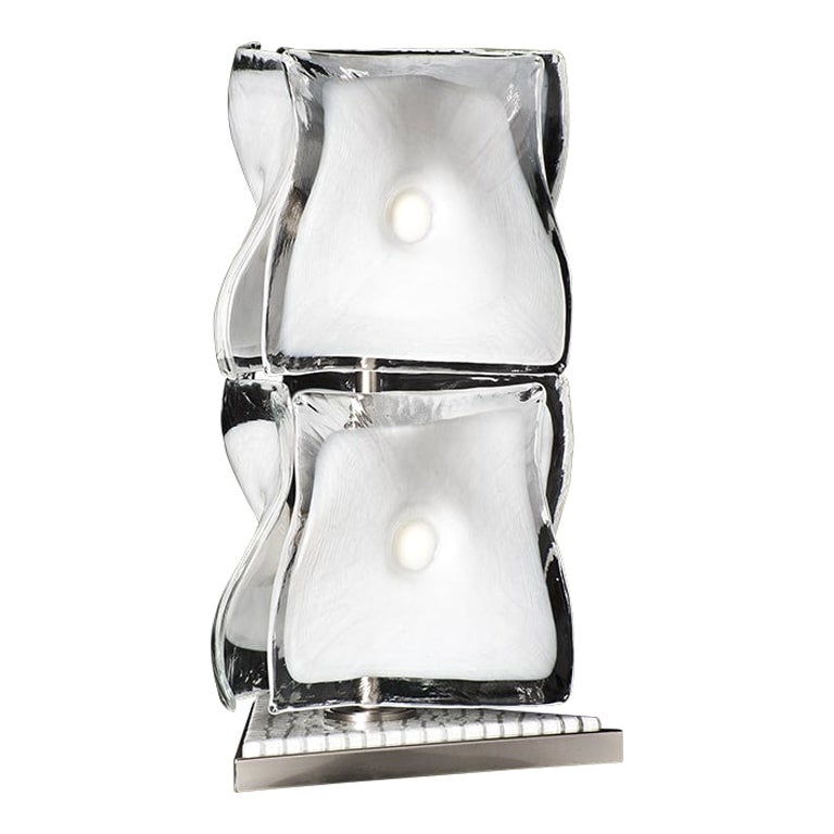 Lampe de bureau Veliero du 21e siècle à 2 niveaux en cristal/blanc laiteux par Tadao Ando