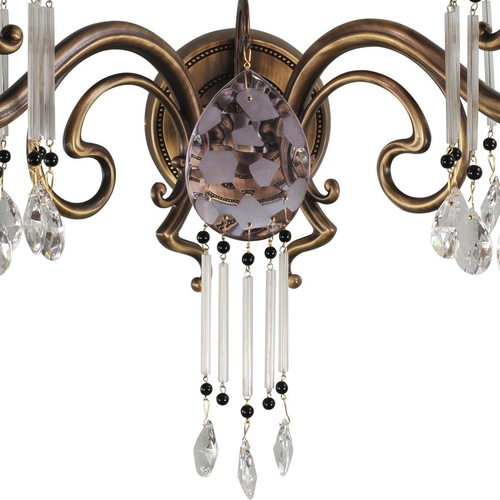 Art Nouveau 21st Century, 2-lights applique in burnished bronze and crystal in liberty style For Sale
