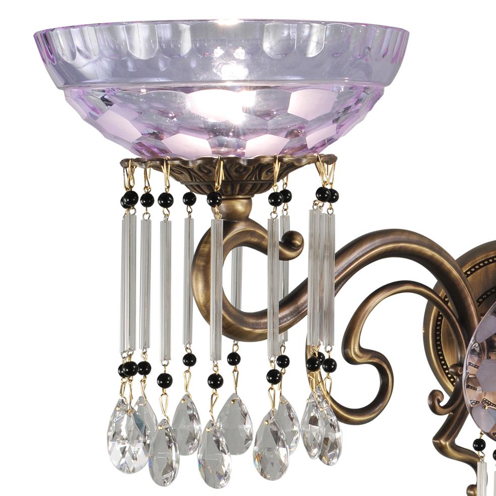 Italian 21st Century, 2-lights applique in burnished bronze and crystal in liberty style For Sale