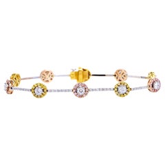 21st Century 2.55 Carats Fancy Yellow Pink Diamond 18k Gold Link Bracelet