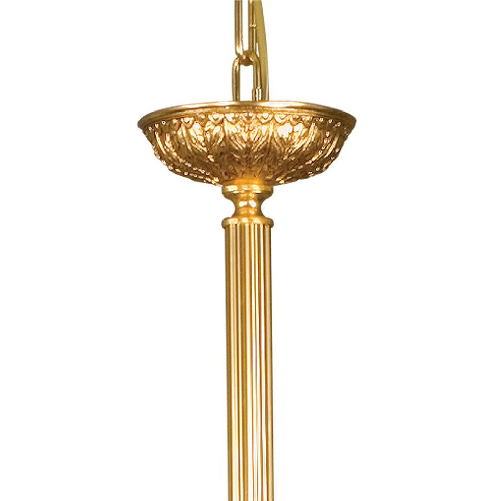 Italian 21st Century, 3 Lights Billiard Chandelier in Porcelain and Golden Bronze For Sale