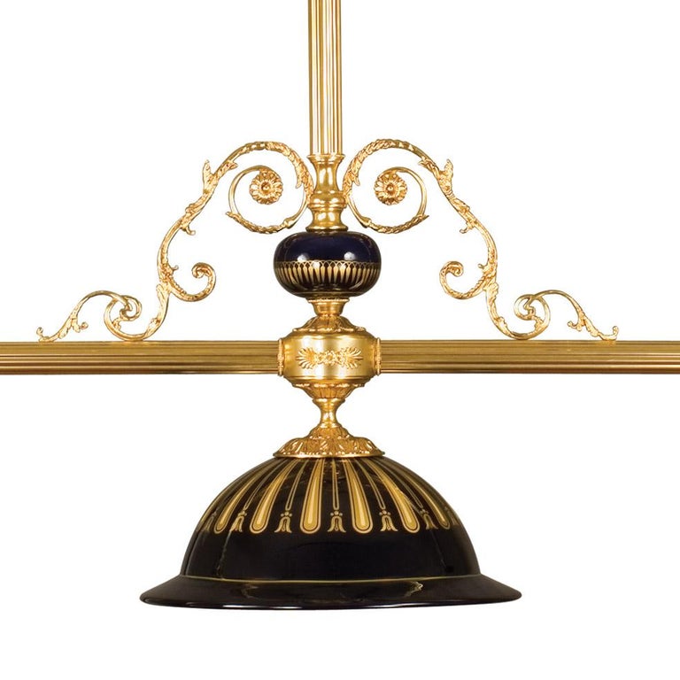 21st Century, 3 Lights Billiard Chandelier in Porcelain and Golden ...